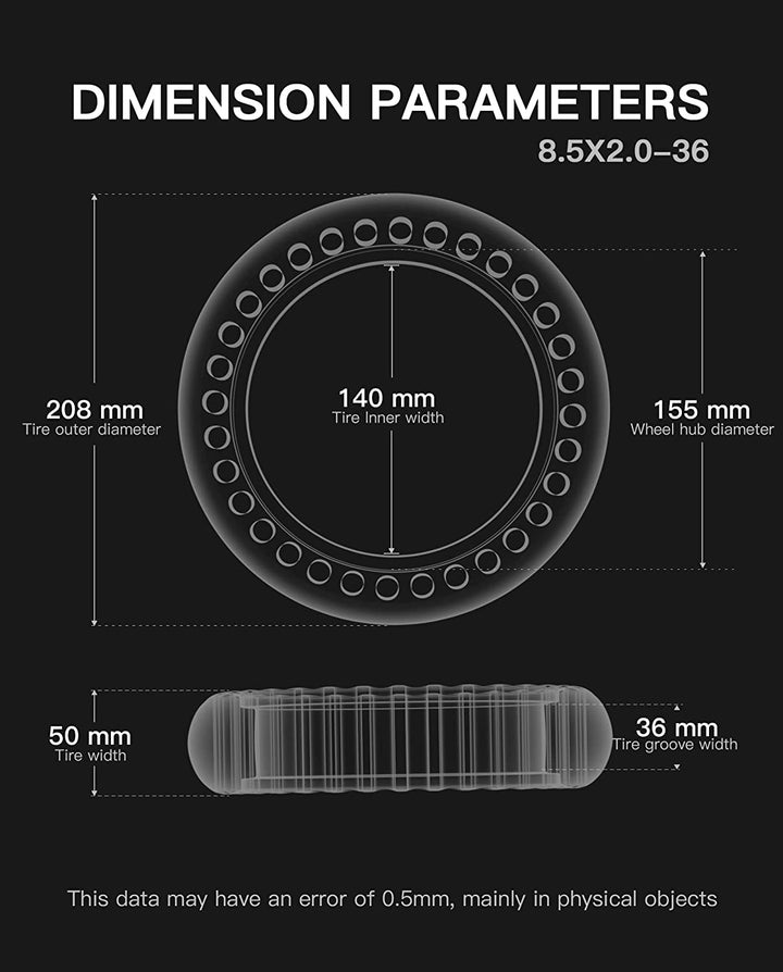 Solid Rubber Tire 8.5 Inch for Gotrax GXL V2/XR/APEX XL Hiboy S2
