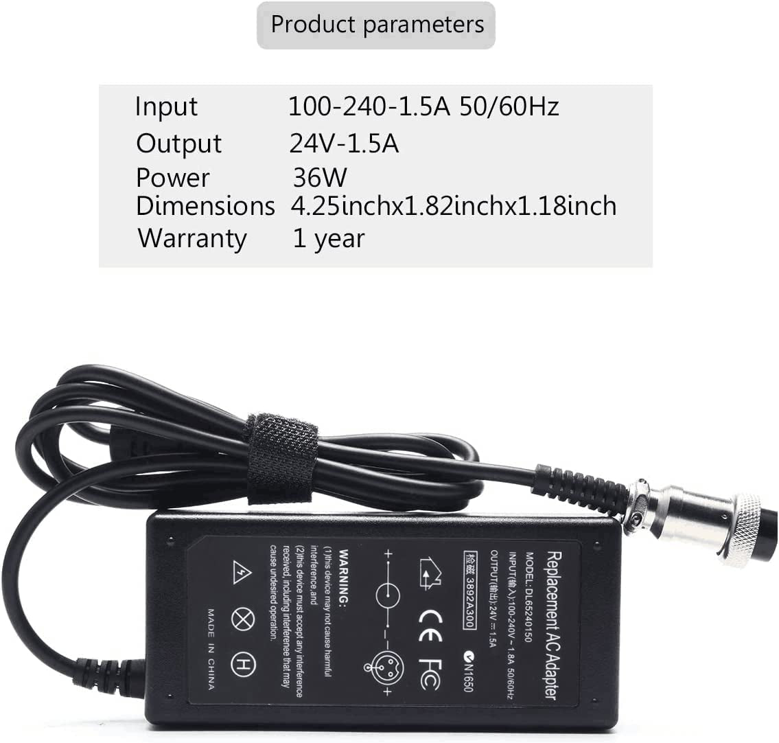 24V Charger For Razor Electric Scooters - Replacement Charger For E100 E200 E300 E500 MX350 Models