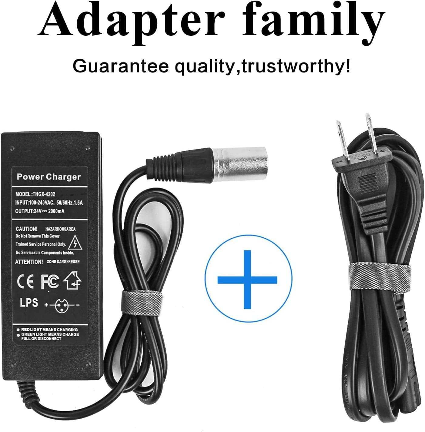 24V 2A 3-Pin XLR Connector Electronic Scooter Battery Charger for Go-Go  Elite Traveller,Pride Mobility,Jazzy Power Chair Battery Charger & Plus  Ezip Mountain Trailz (with 3.9ft US Power Cord )