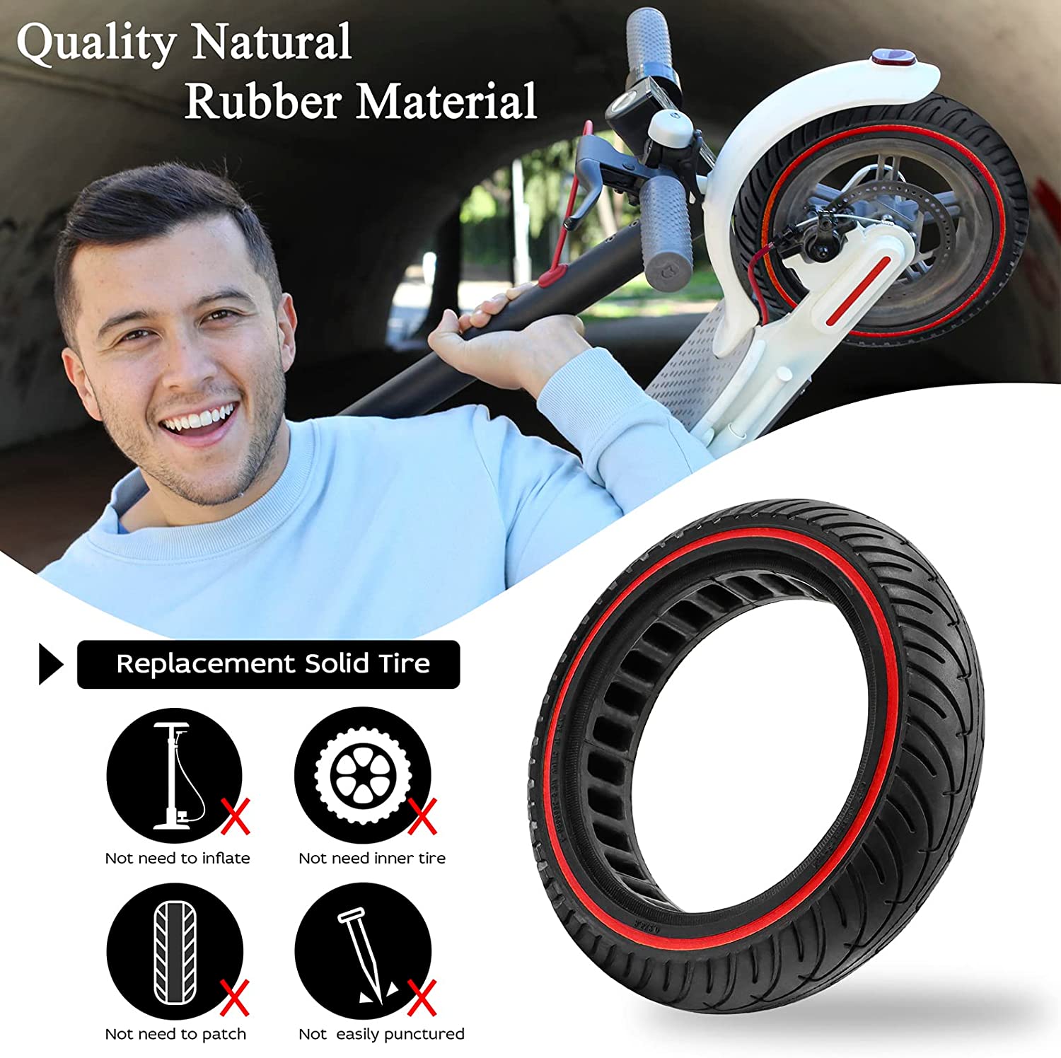 Solid Tires,8 1/2 Electric Scooter Replacement Wheels,8.5 Inches Fron –  maninam-motor