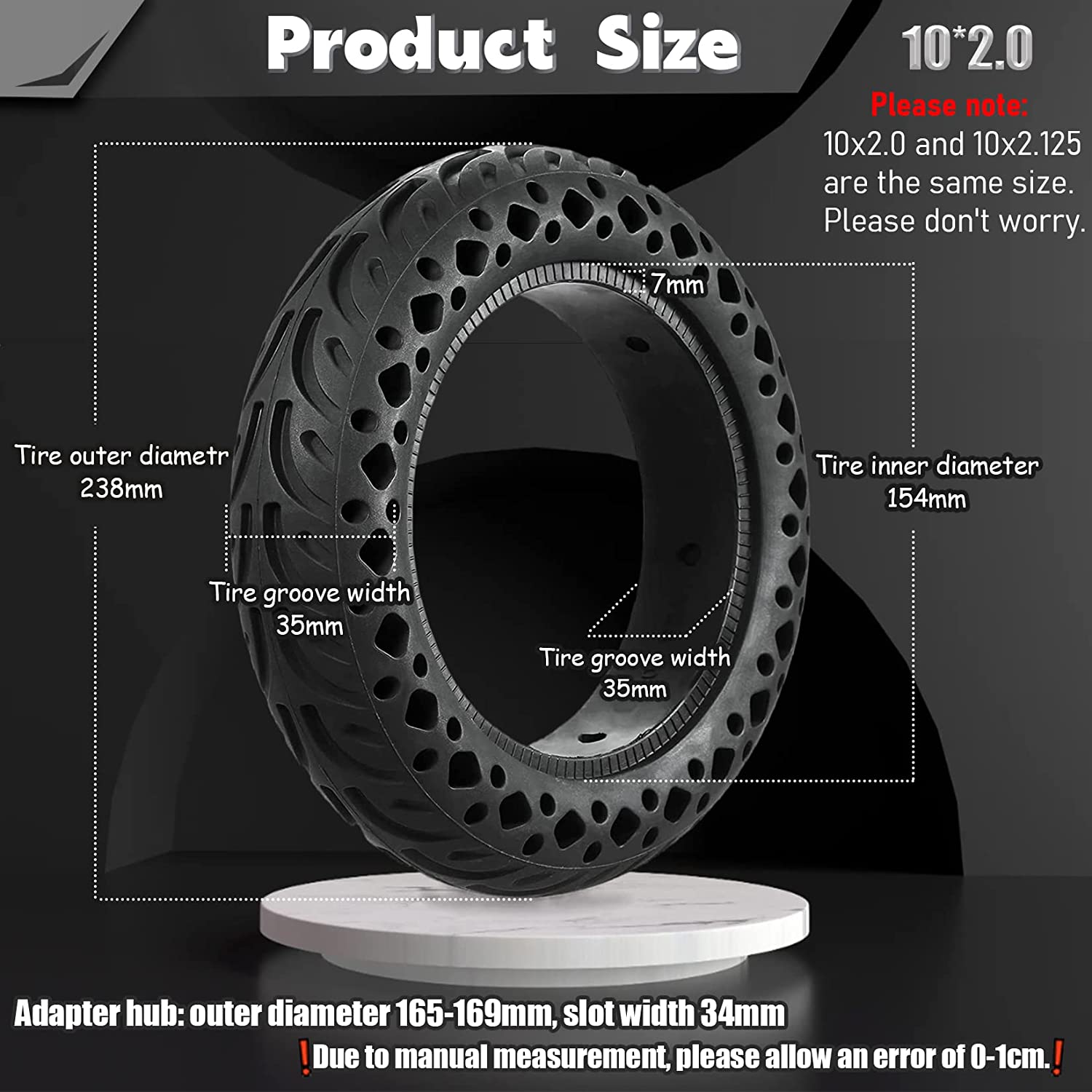 Felixstory 10 Inches Solid Tire, Honeycomb Tires 10X2.125/2.0 for Xiao –  maninam-motor