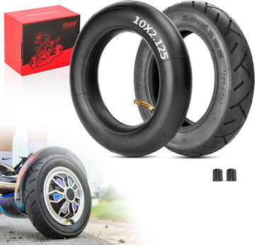 Heavy Duty 10X2/10X2.125 Tire and Inner Tube - Compatible with Smart Electric Balance Scooter Bike, Bicycle, Tricycle, Stroller Replacement Wheels - for 10-Inch Tires with 6-Inch Rims