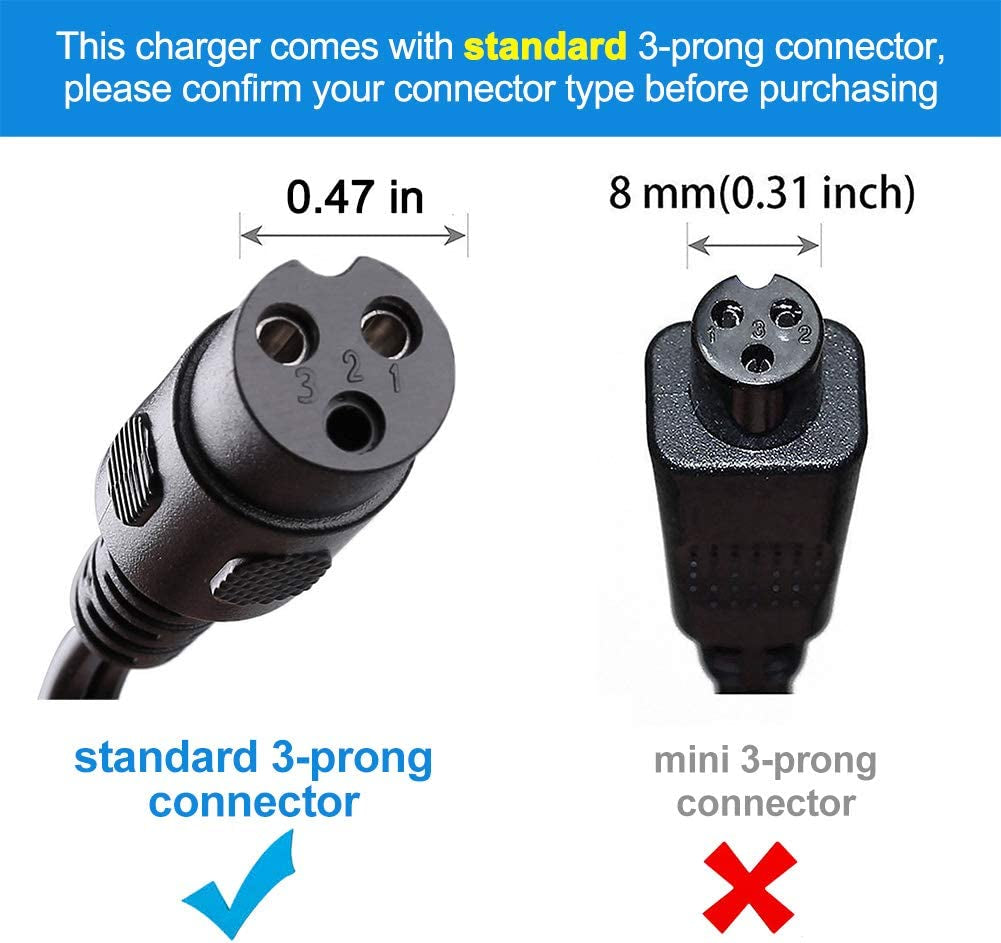 28V 2A Electric Scooter Charger For Razor E100, E200, E300, E500, E125, E150 – 110-240V AC Input